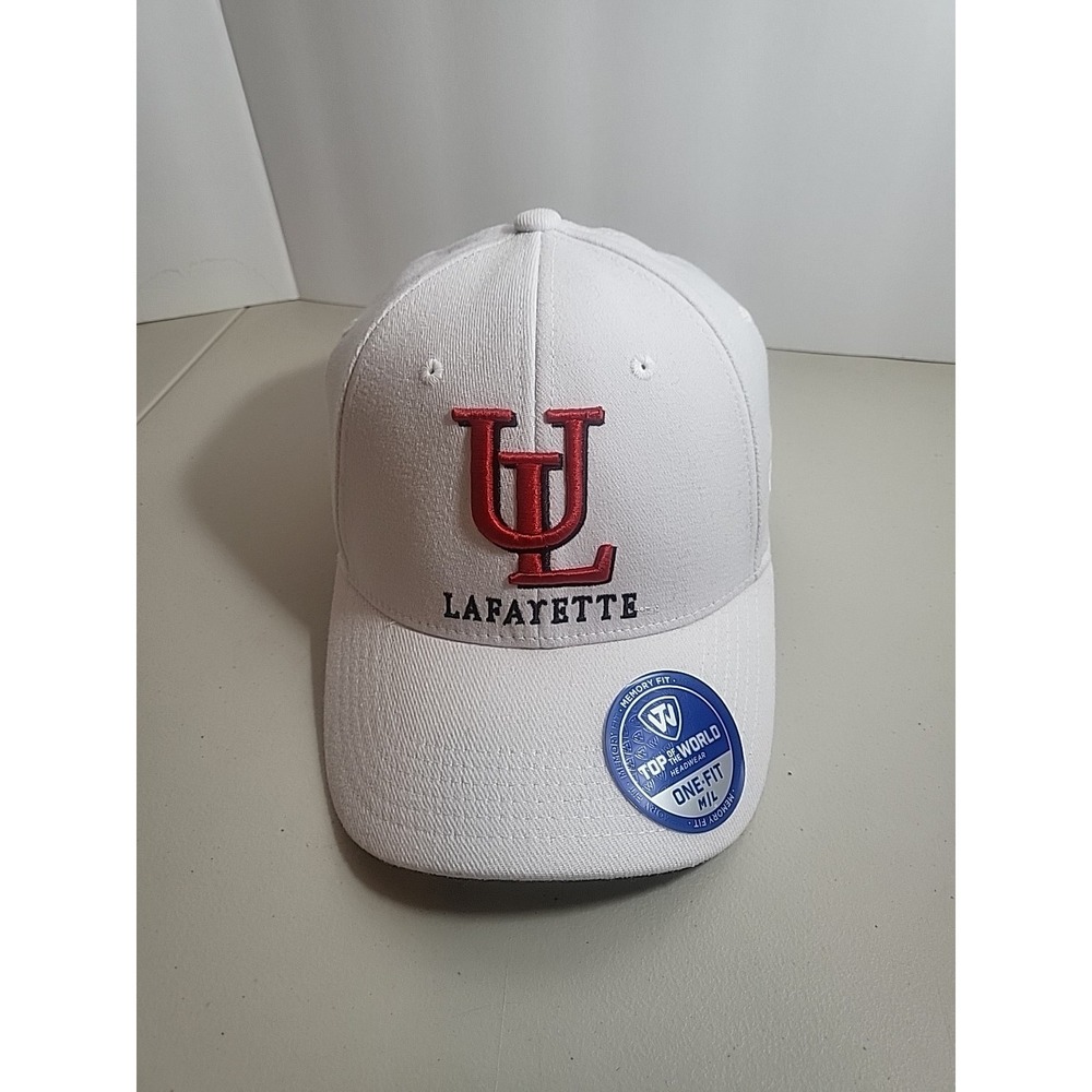 Louisiana Lafayette Ragin Cajuns Hat Cap M/L Memory Fit Fitted White NEW